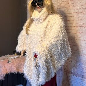 Express faux fur poncho cape